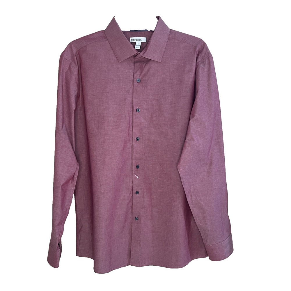 NWOT Bar III Men's Dusty Rose Mauve Button-Up Shirt Slim Fit Cotton Stretch L